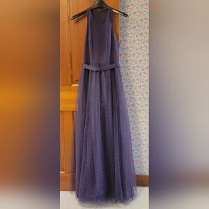 White by Vera Wang Formal Evening Gown Size 6 Amethyst Tulle Lace Skirt VW360426